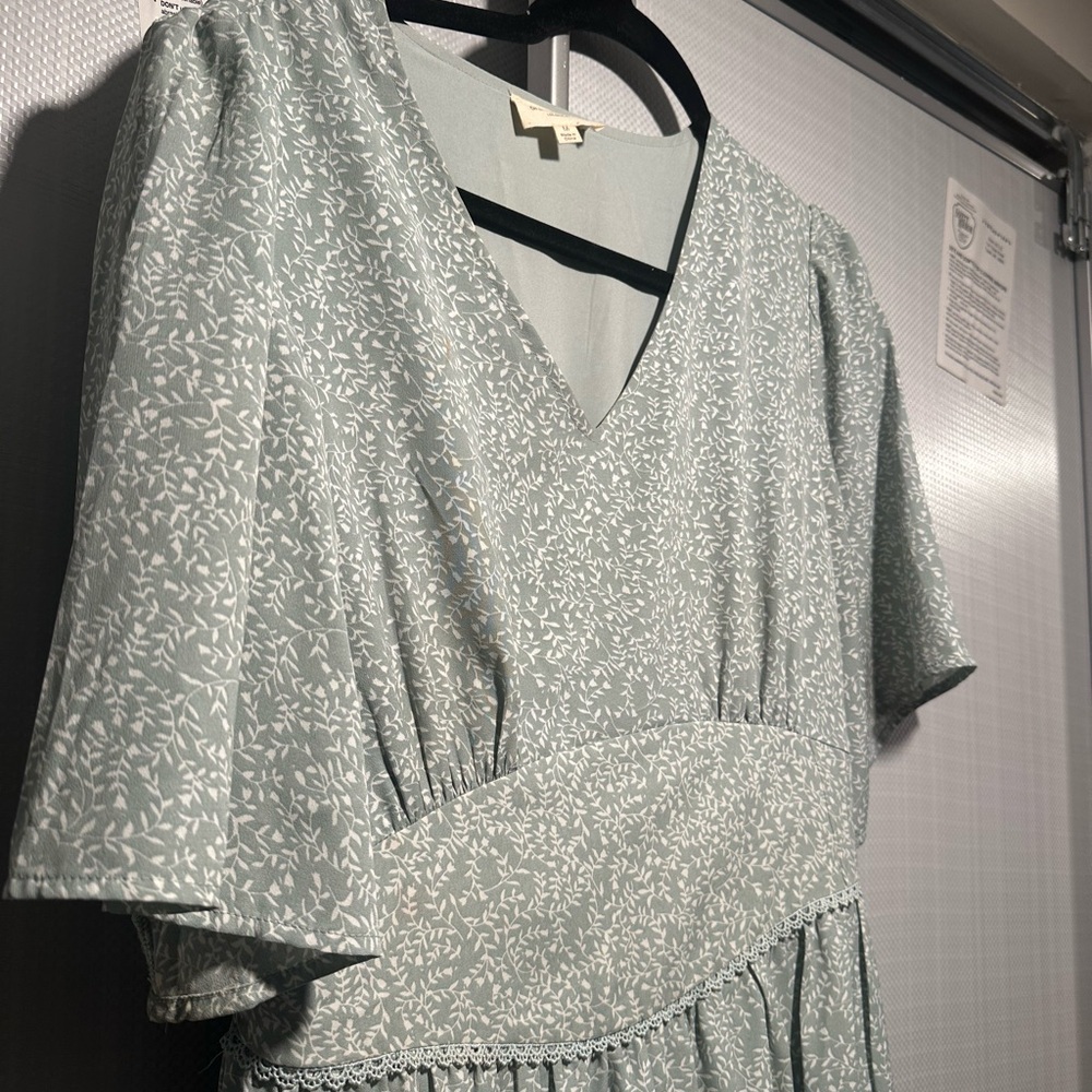 Orange Creek Sage Green Floral Midi Dress